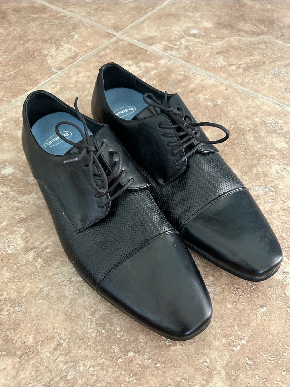 Dr. Scholl's Men's Black Leather Lace-Up Dress Oxfords